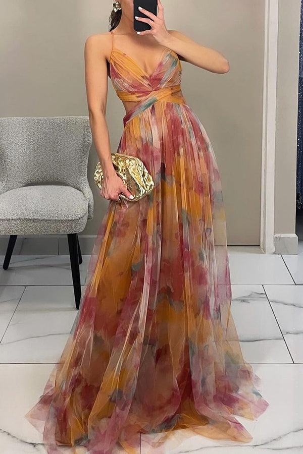 Giselle - Vestido longo com estampa floral encantadora