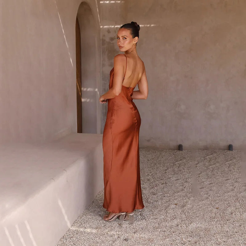 Rosa Elena™ | Vestido longo de cetim