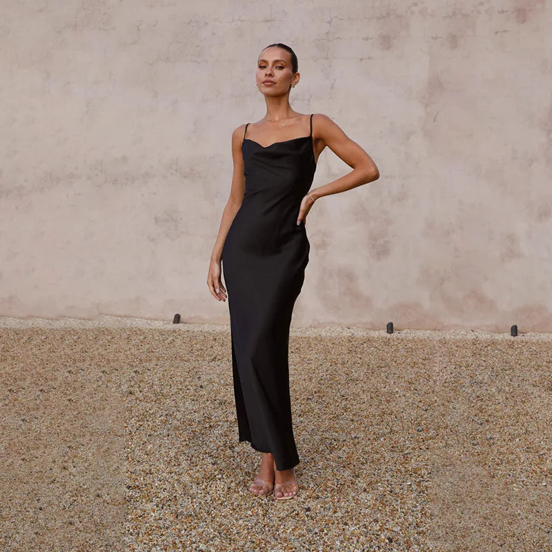 Rosa Elena™ | Vestido longo de cetim