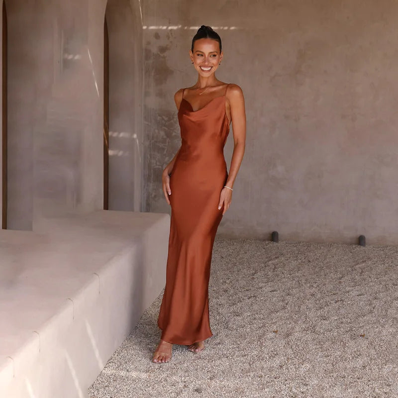 Rosa Elena™ | Vestido longo de cetim