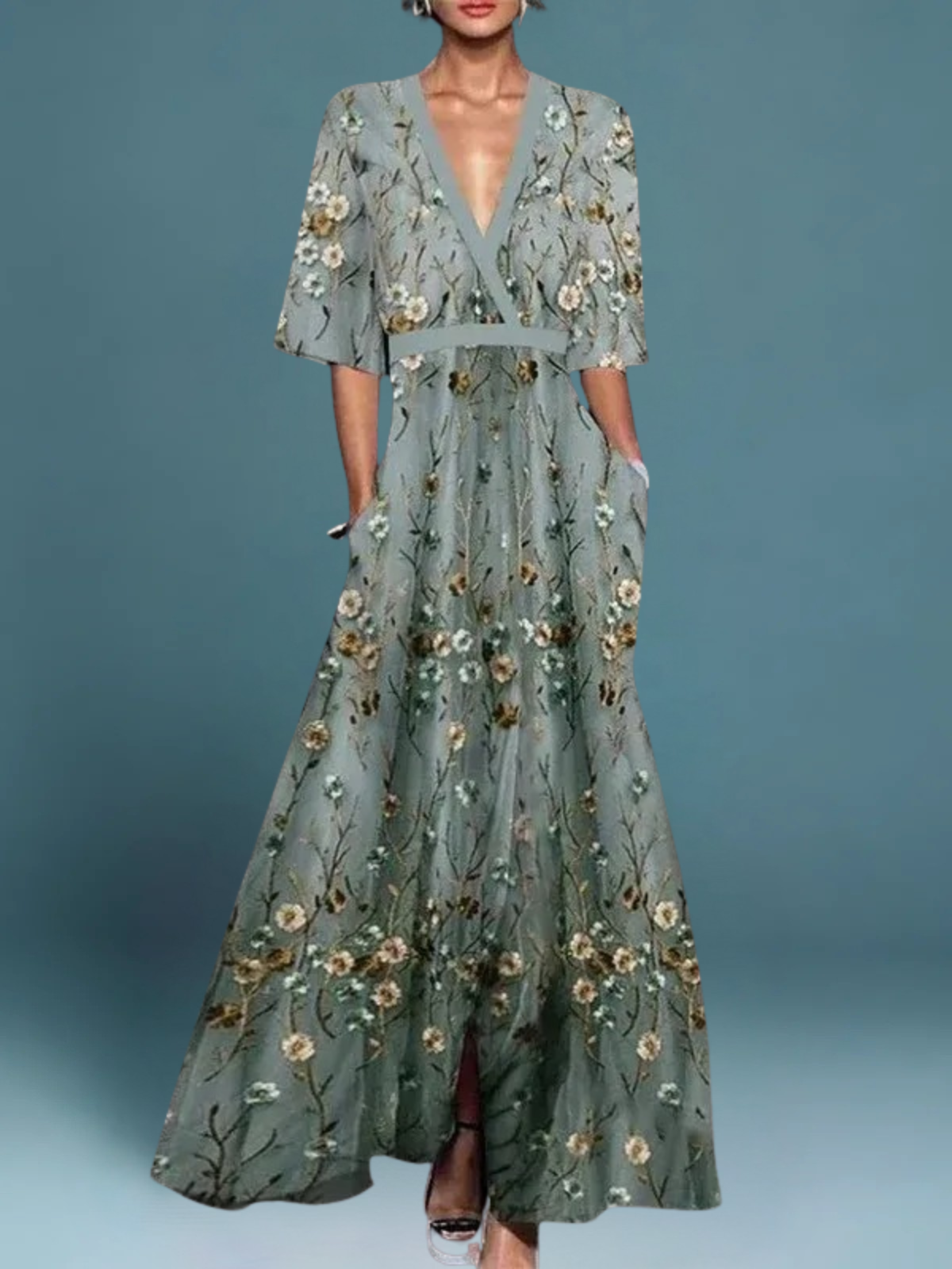 Osenda - Vestido longo floral elegante